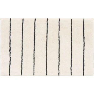 Bath Mat Pasadena Color with Black Minimalist Stripes | Handmade Cotton with Memory Foam Support