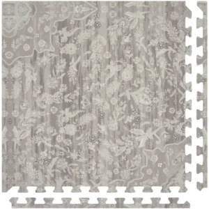Play Mat Hand-Illustrated Floral Design in Warm Greige Tones | Soft EVA Foam for Safe Play