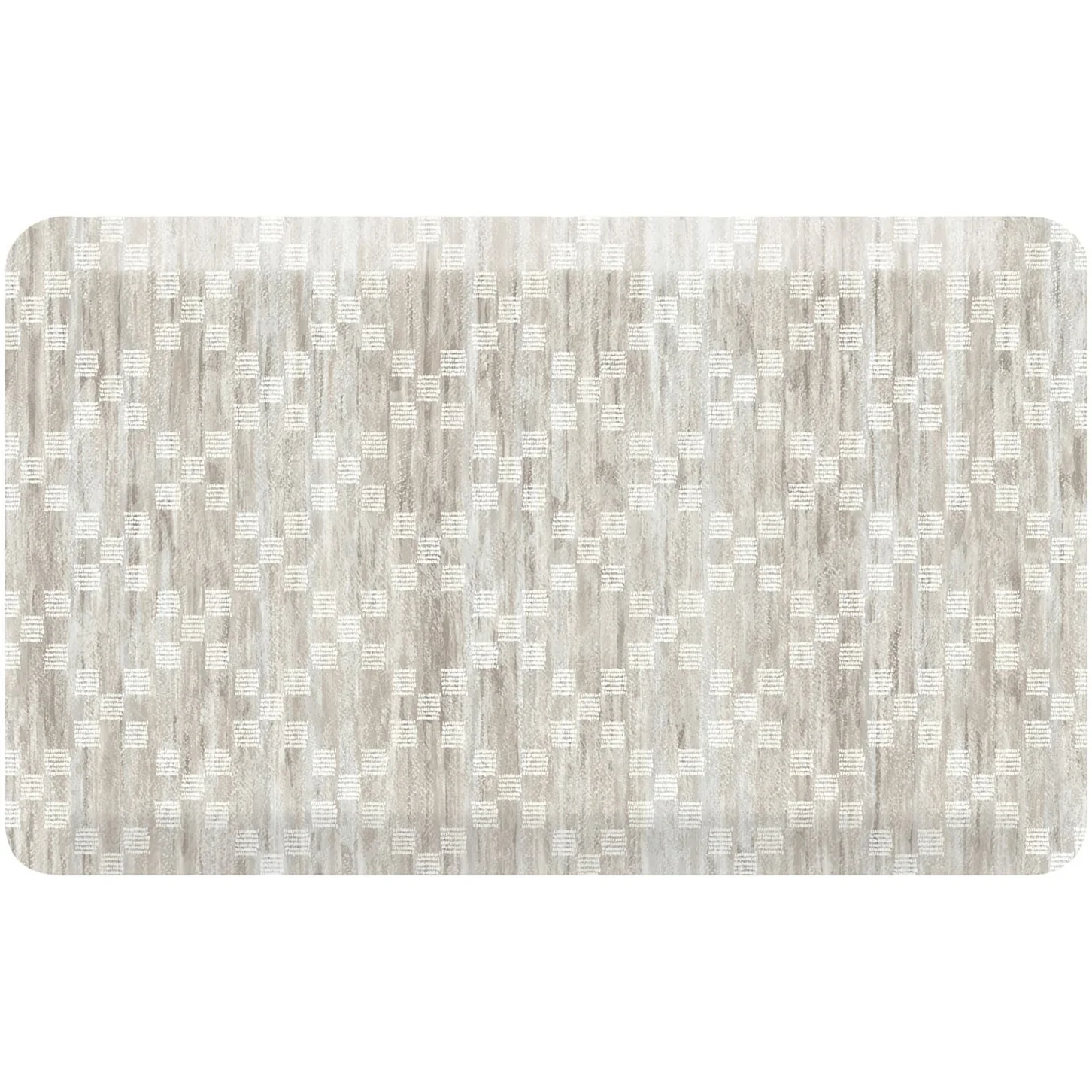 Standing Mat Vintage-Inspired Diamond Patchwork Design in Tusk | Anti-Fatigue Foam for Comfort